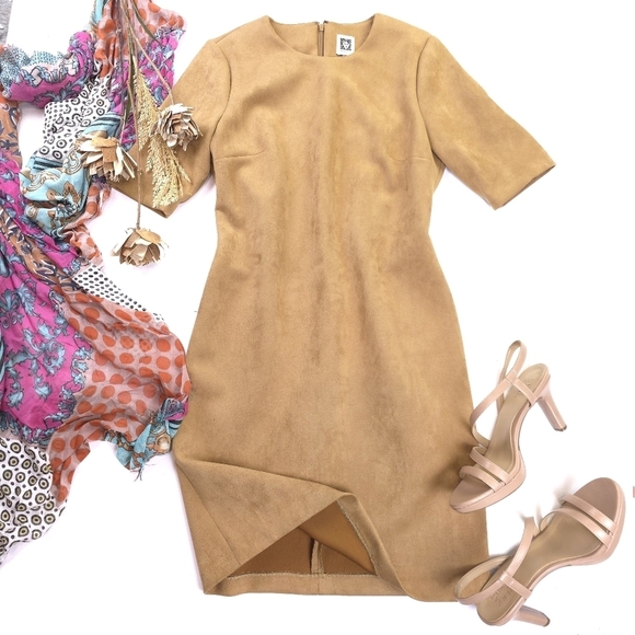 Ann Klein Elegant Tan Dress Sze 8 - Picture 1 of 11